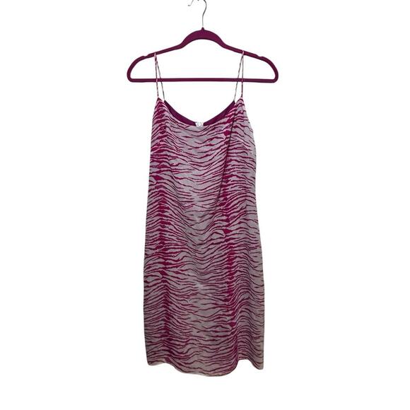 Laundry by Shelli Segal Women's Pink & White Zebra Print Slip Dress Size 10 - Picture 1 of 10